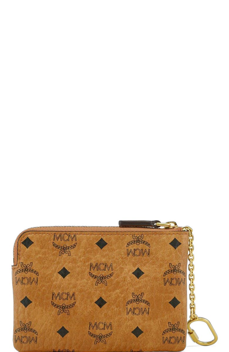 MCM Aren Card Pouch in Visetos, Alternate, color, Brown