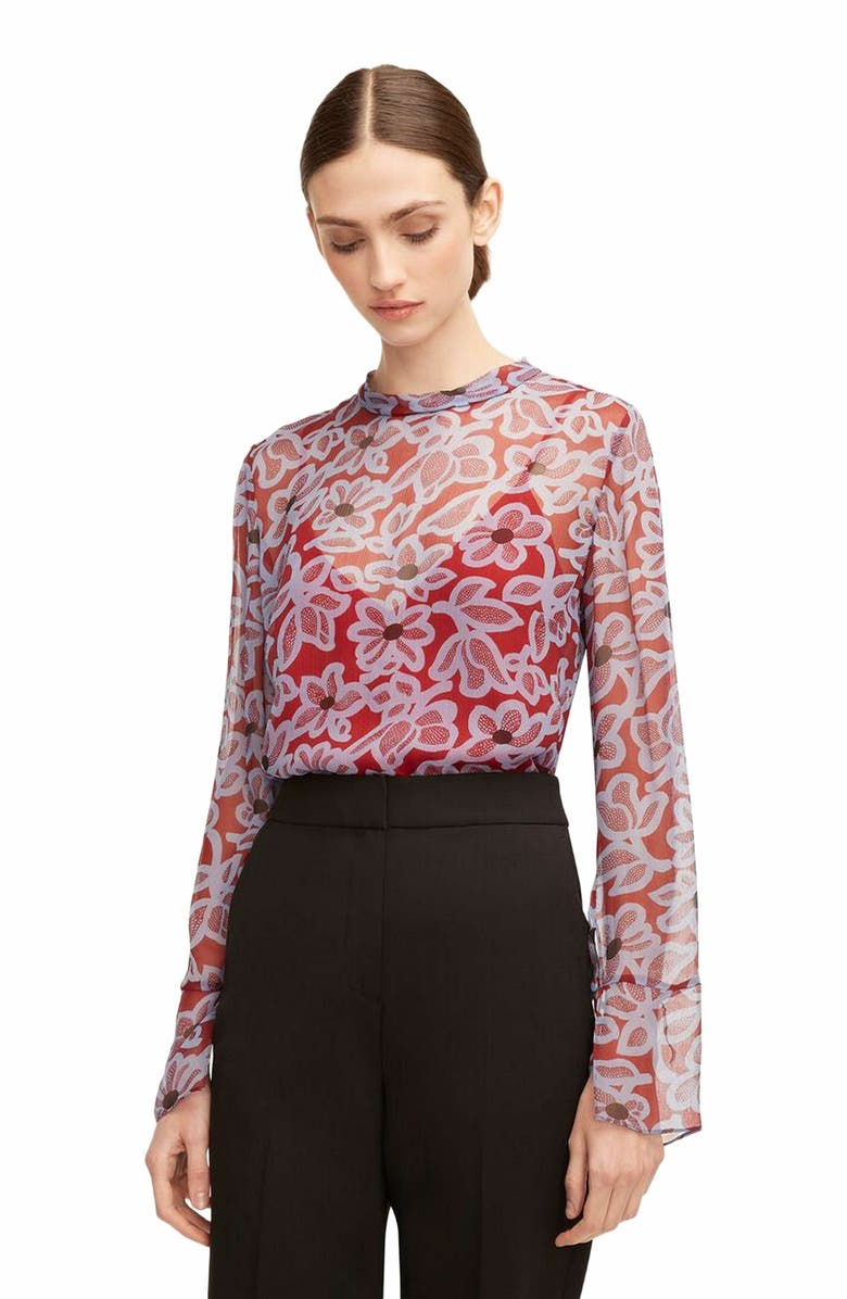 Rebecca Taylor Vera Fleur Mock Neck Shell Blouse, Alternate, color, Vera Fleur Cherry Combo