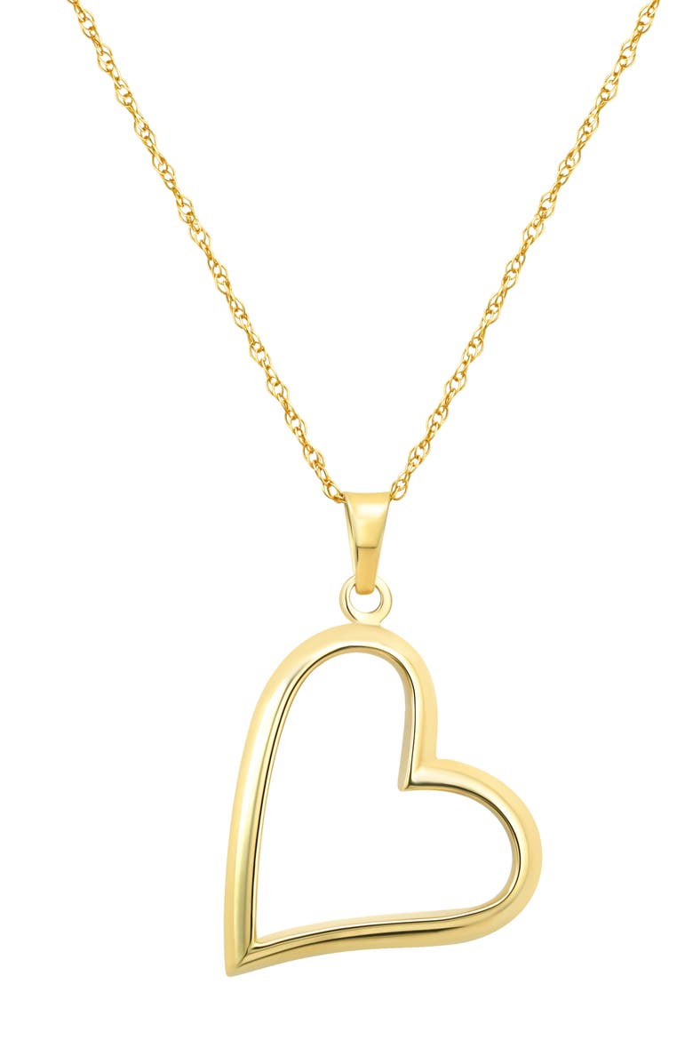 10k Gold Open Heart Pendant Necklace, Main, color, GOLD