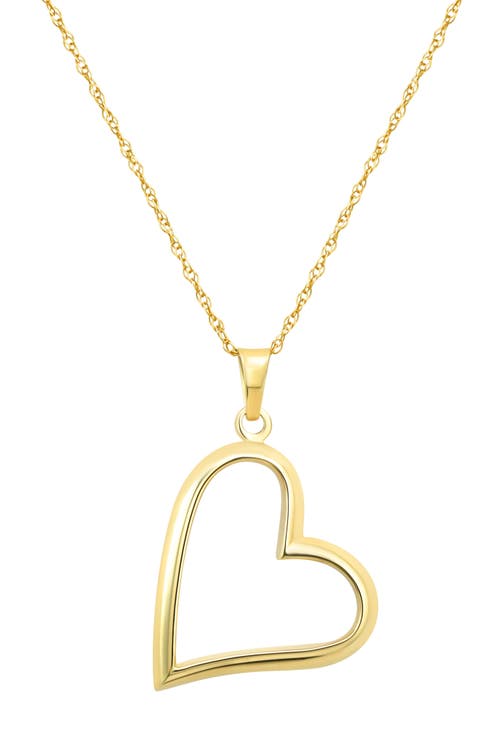 10k Gold Open Heart Pendant Necklace