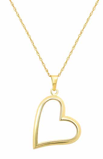 10k Gold Open Heart Pendant Necklace