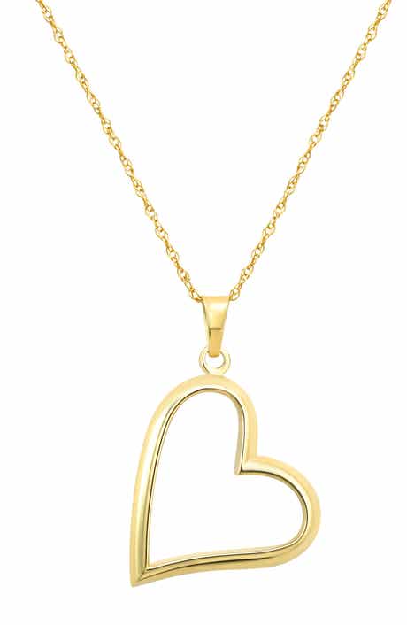 10k Gold Open Heart Pendant Necklace