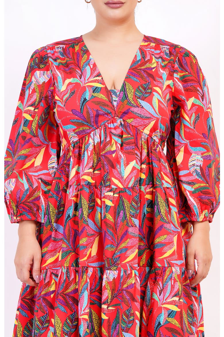 Zariah Empire Waist Mini Dress, Alternate, color, Palm Foliage Poppy Red