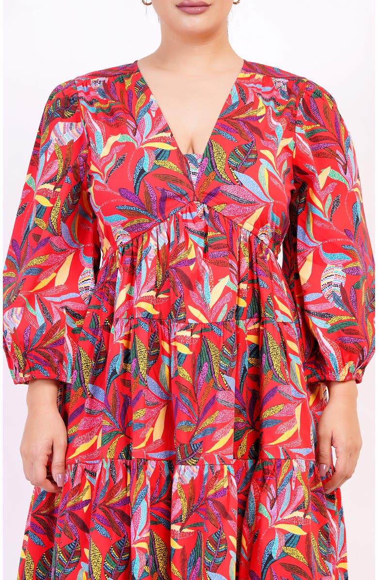 Leota Zariah Empire Waist Mini Dress, Alternate, color, Palm Foliage Poppy Red