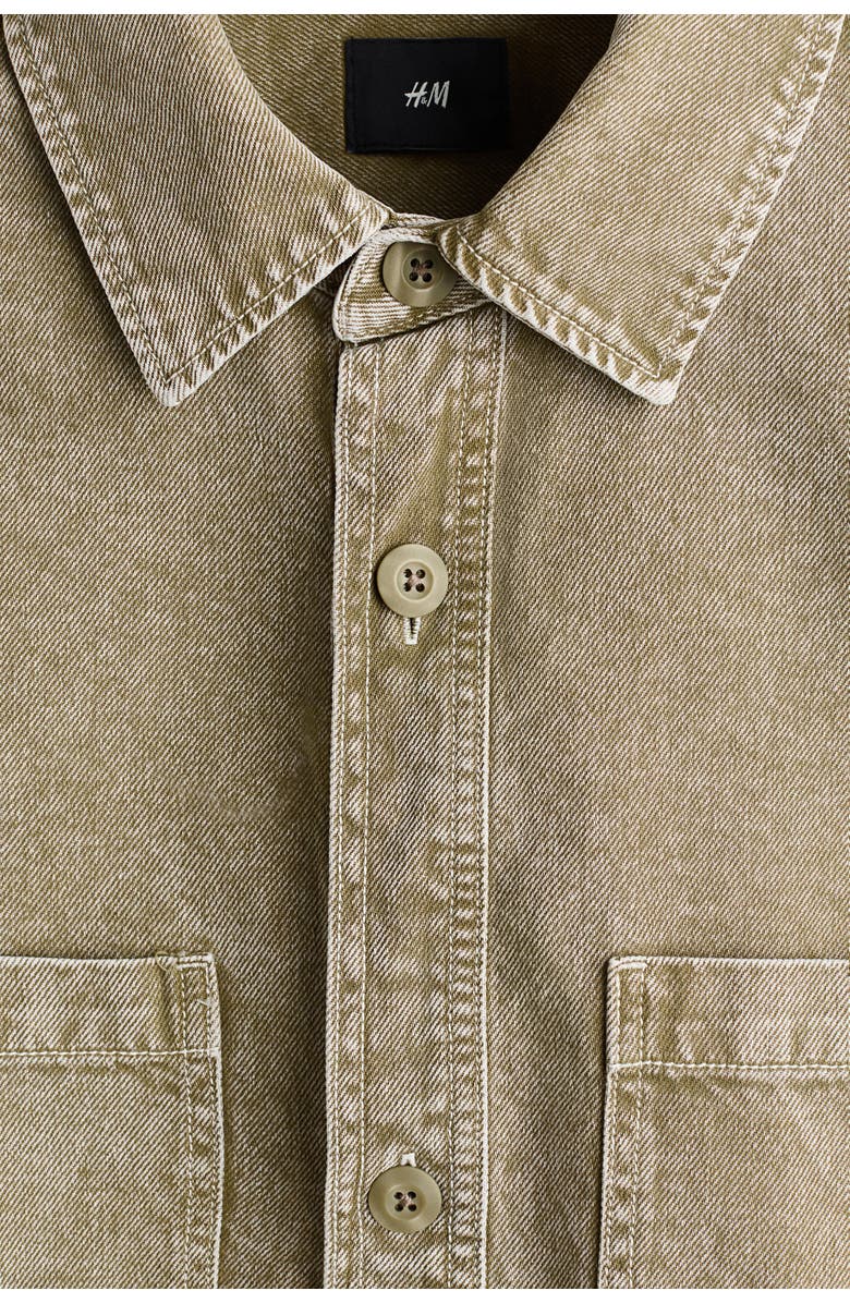 H&M Washed-look Twill Overshirt, Alternate, color, Khaki Green