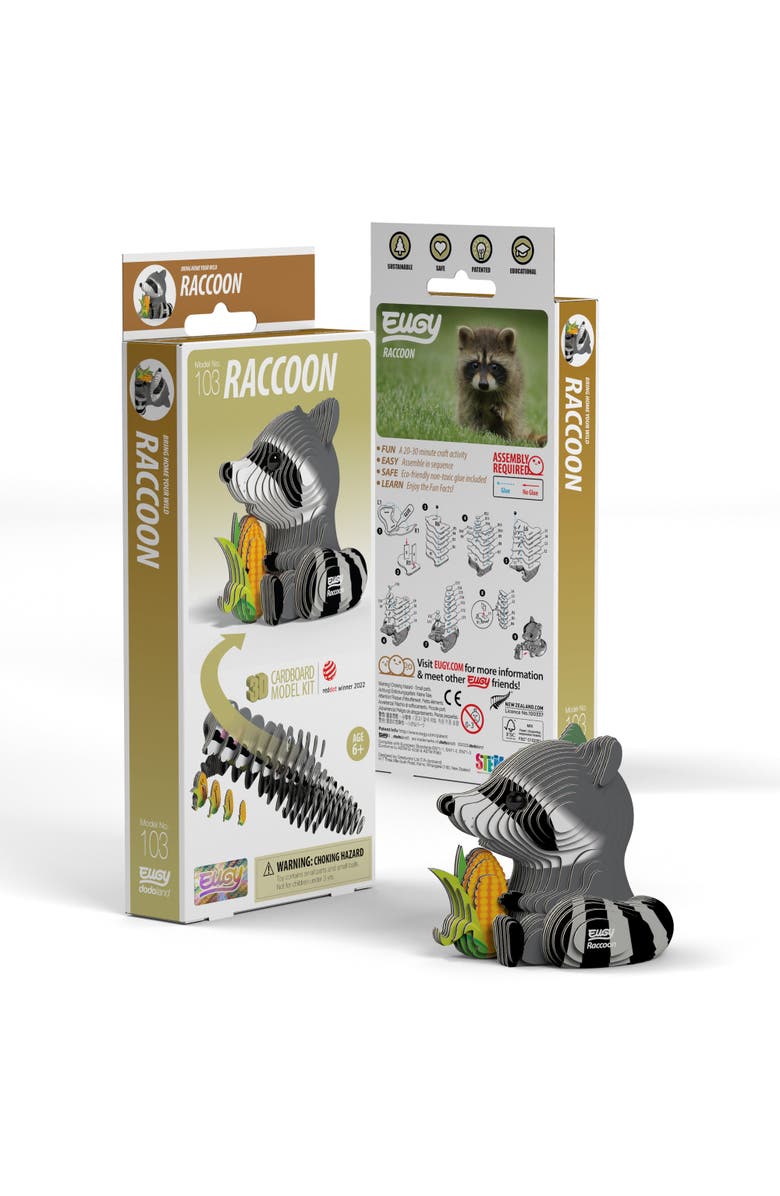 Eugy Puzzles Raccoon 3D Puzzle, Main, color, NO COLOR