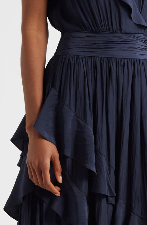 Ramy Brook Hadlee Ruffle Detail Sleeveless Dress In Spring Navy