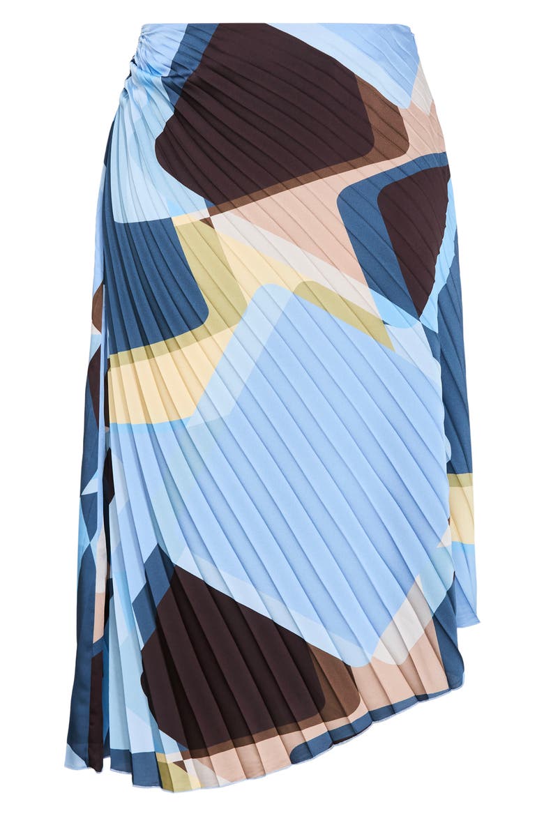 Amaya Pleated Asymmetrical Skirt, Alternate, color, BLUE ABSTRACT