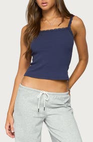 EDIKTED Luschia Lace Trim Tank Top