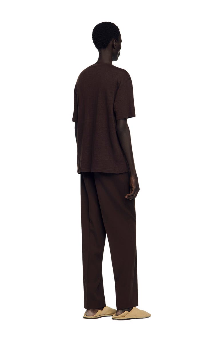 SANDRO Linen T-shirt, Alternate, color, Black Brown