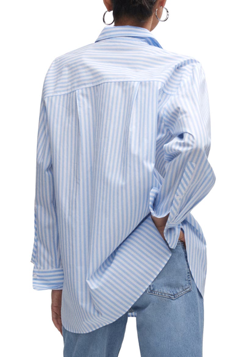 Oversize Cotton Button-Up Shirt, Alternate, color, LT-PASTEL BLUE
