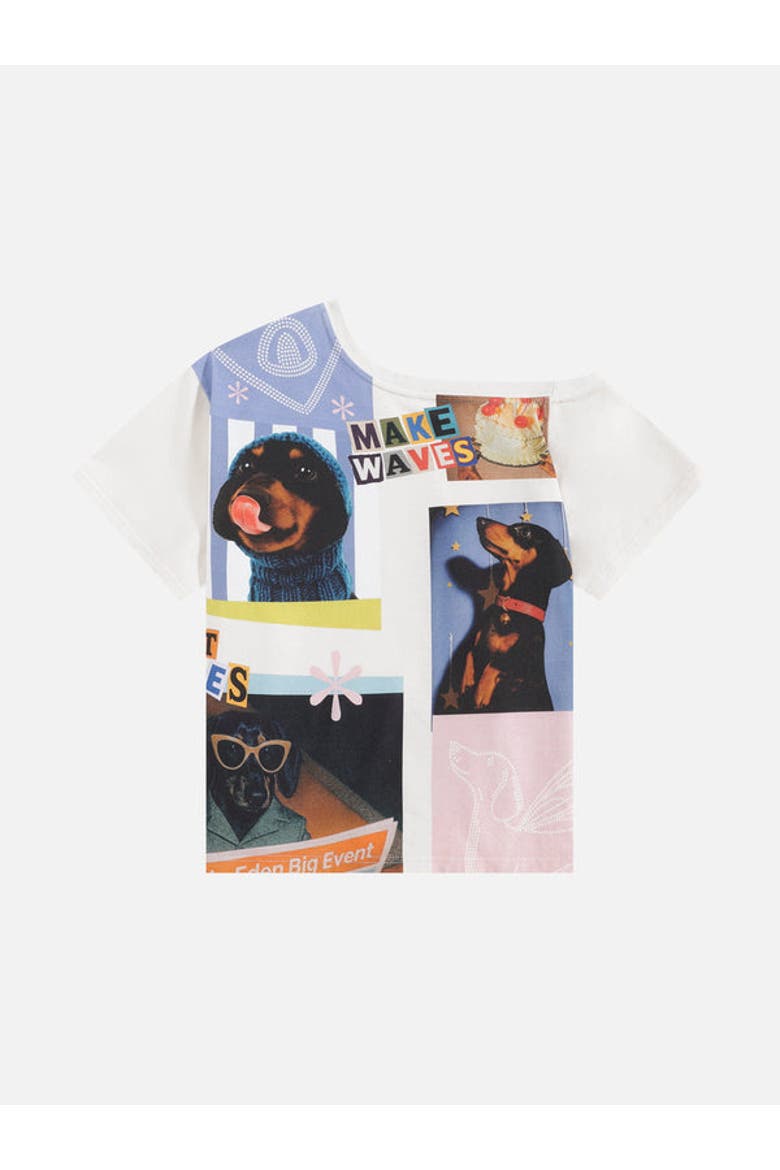 Dachshund Collage Off-the-Shoulder Tee, Alternate, color, White