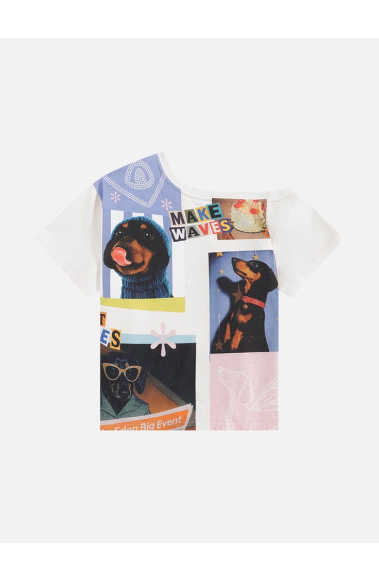 AELFRIC EDEN Dachshund Collage Off-the-Shoulder Tee, Alternate, color, White