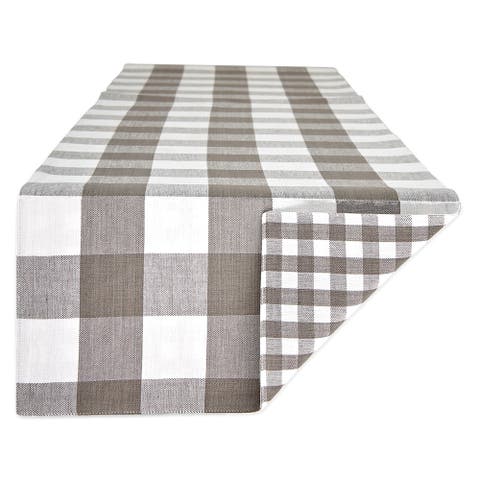 Gray/White Reversible Gingham/Buffalo Check Table Runner