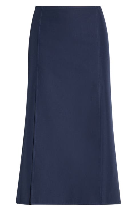 Flared Techno Wool Blend Skirt