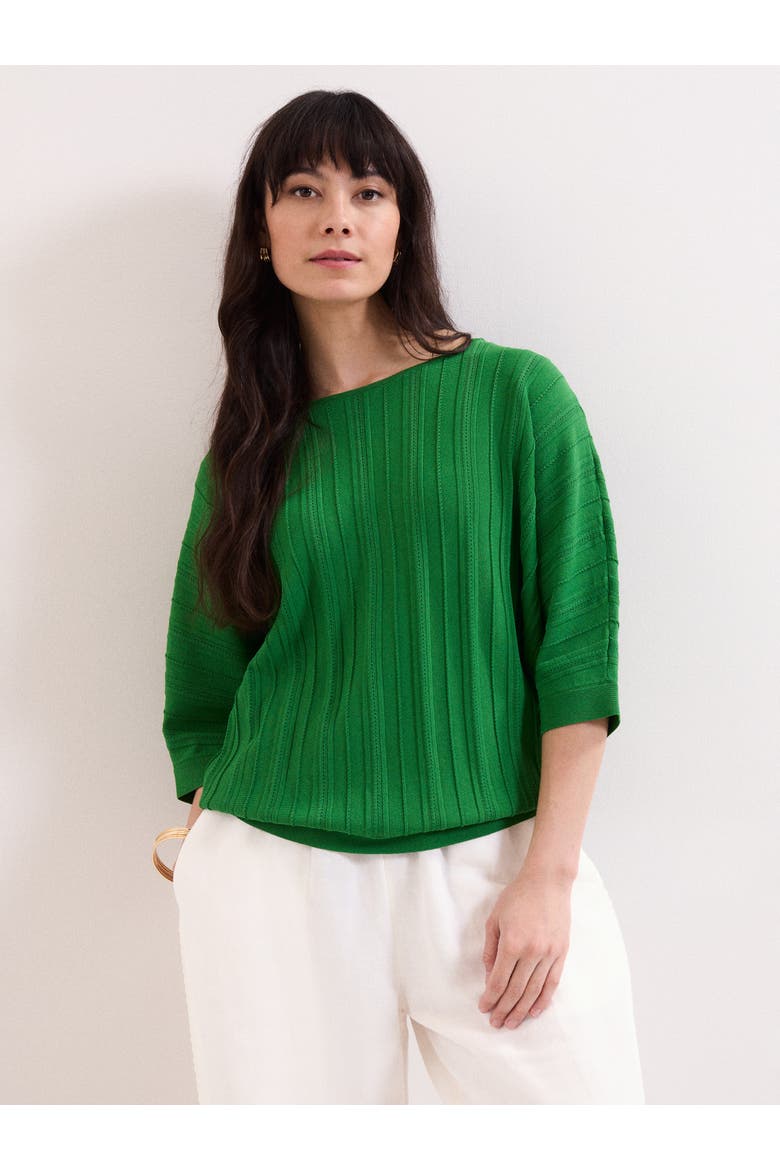 Cristine 3/4 Sleeve Rib Jumper, Main, color, Green