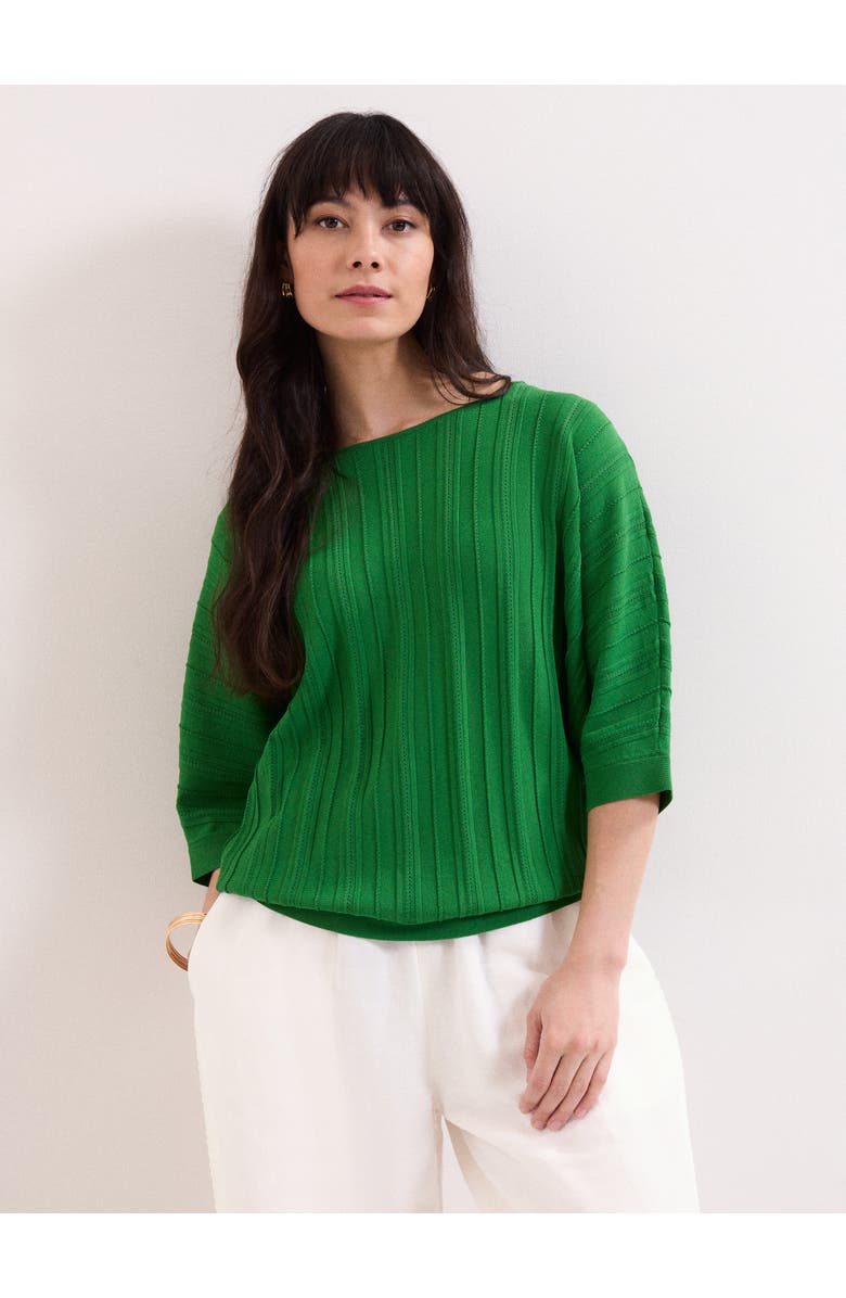 Phase Eight Cristine 3/4 Sleeve Rib Jumper, Main, color, Green