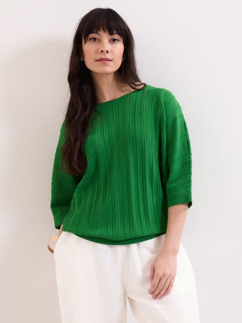 Cristine 3/4 Sleeve Rib Jumper