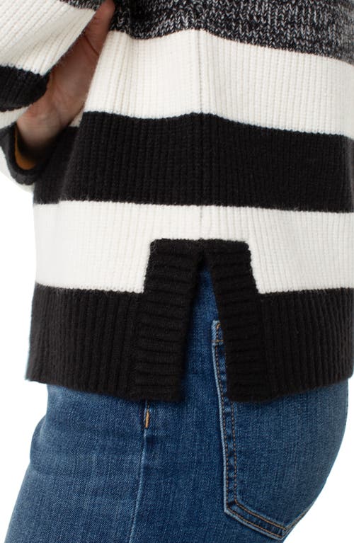 Liverpool Los Angeles Stripe V-neck Sweater In White
