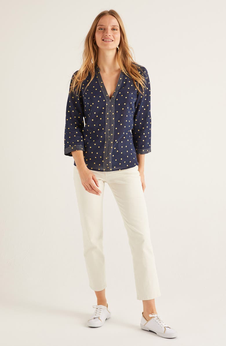 Boden Rosanna Metallic Embroidered Top, Alternate, color,