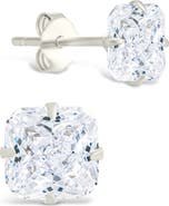 Sterling Forever Radiant Cut Cubic Zirconia Stud Earrings