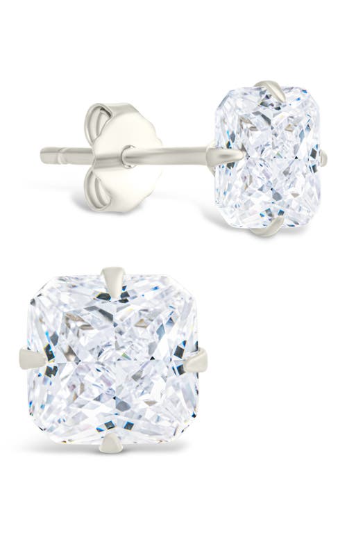 Sterling Forever Radiant Cut Cubic Zirconia Stud Earrings In Silver