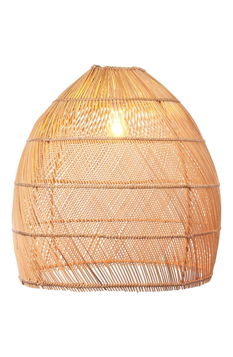 The Artisan & Company Bell Shaped Rattan Pendant Light, Main, color, Natural