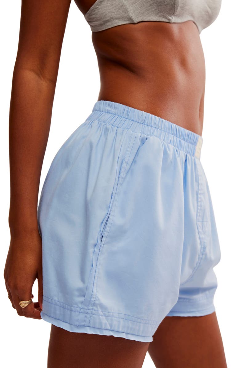 Free People Day to Day Boxer Shorts, Alternate, color, Placid Blue