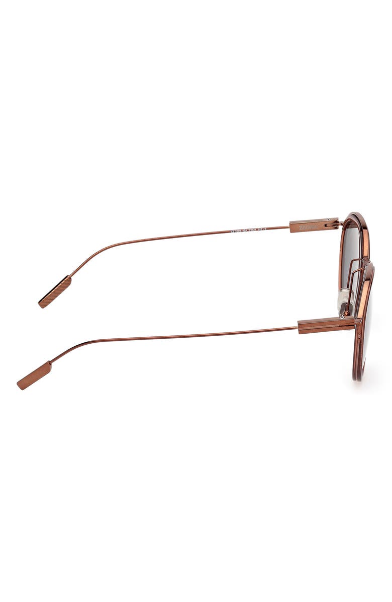 ZEGNA 51mm Round Sunglasses, Alternate, color, Shiny Light Brown / Smoke
