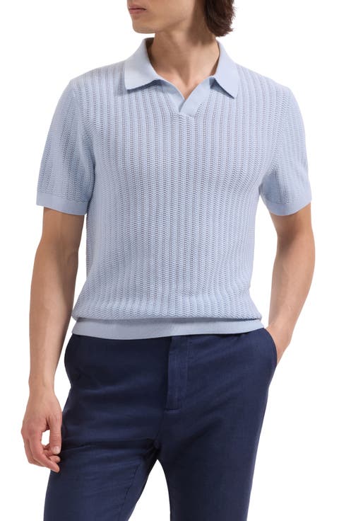 Pointelle Stitch Cotton & Silk Polo Sweater
