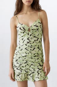 MANGO TEEN Tie Dye Front Keyhole Ruched Minidress