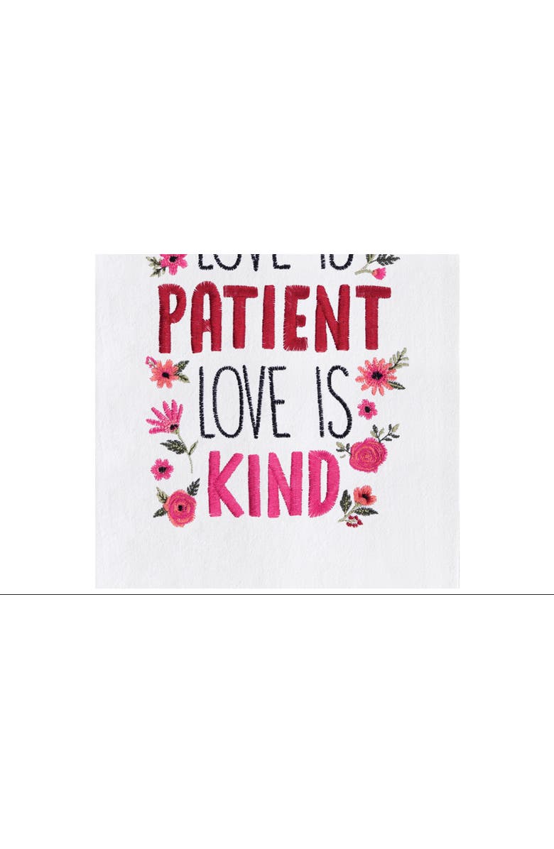 C&F Home "Love Is Patient & Kind" Flowers Embroidered 100% Cotton Flour Sack Dishtowel, Alternate, color, Red