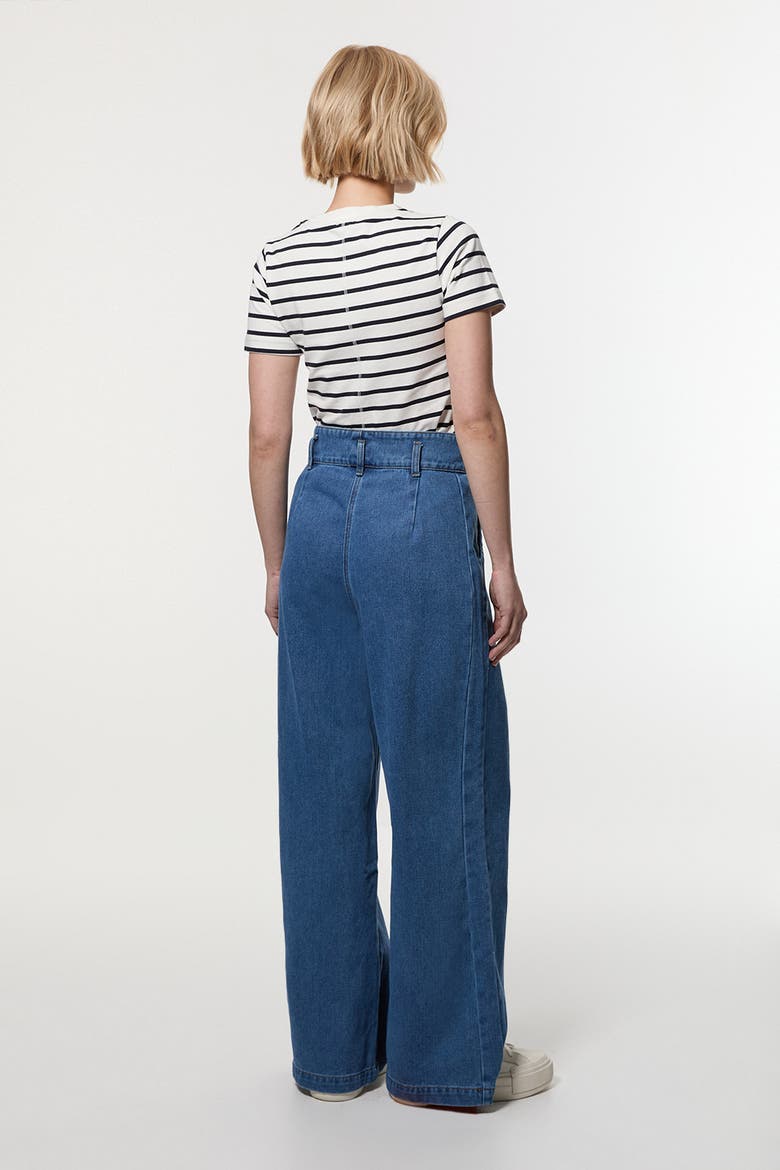 High Waisted Denim Wide Leg Jeans, Alternate, color, Mid Blue