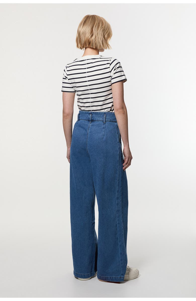 Karen Millen Denim Wide Leg Trousers, Alternate, color, Mid Blue