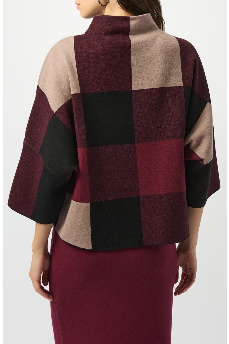 Plaid Stand Collar Sweater, Alternate, color, MERLOT/ MULTI