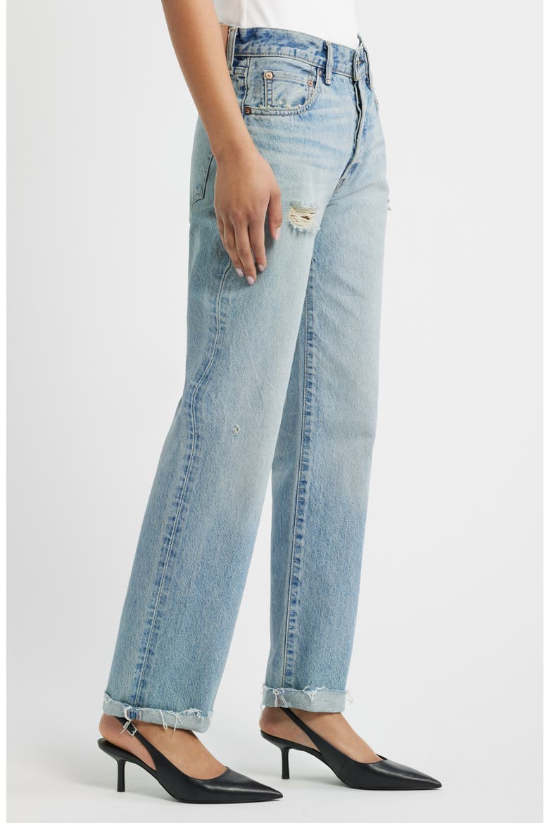 Copper High Waist Distressed Straight Leg Jeans, Alternate, color, LIGHT BLUE