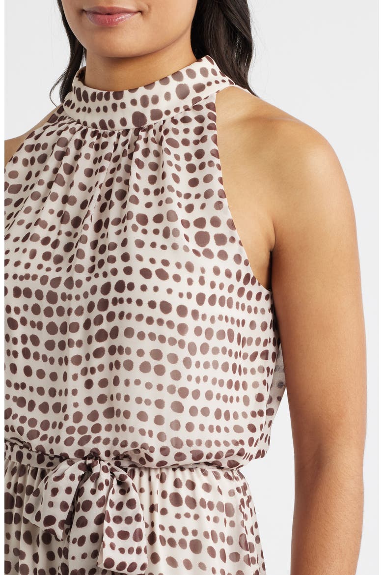 Dot Print Tiered Chiffon Maxi Dress, Alternate, color, CREAM MULTI