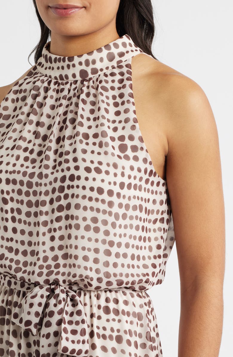 Julia Jordan Dot Print Tiered Chiffon Maxi Dress, Alternate, color, Cream Multi