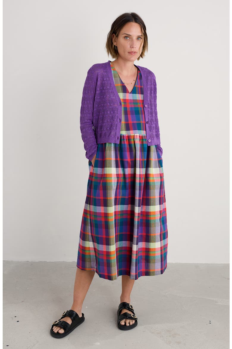Sweet Day Pointelle Organic Cotton Cardigan, Alternate, color, KNIT MELANGE PANSY