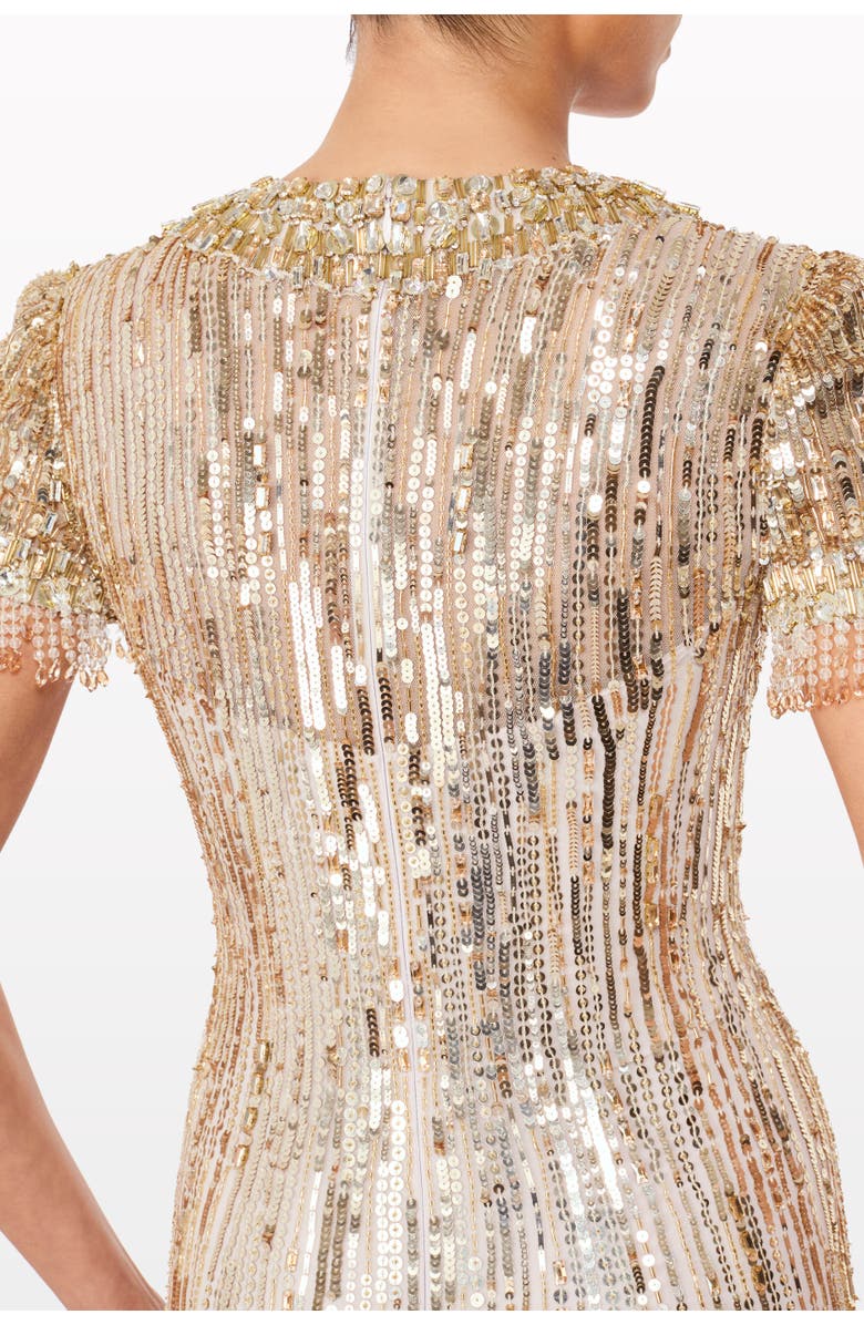 Jenny Packham Nova sequin-embellished keyhole-neck maxi dres, Alternate, color, Marble