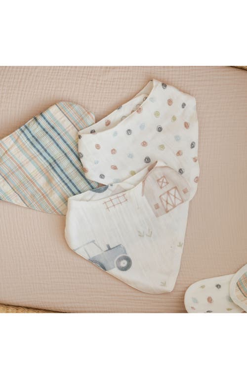 Crane Baby Tractor Assorted 3-pack Cotton Bibs Set In Green