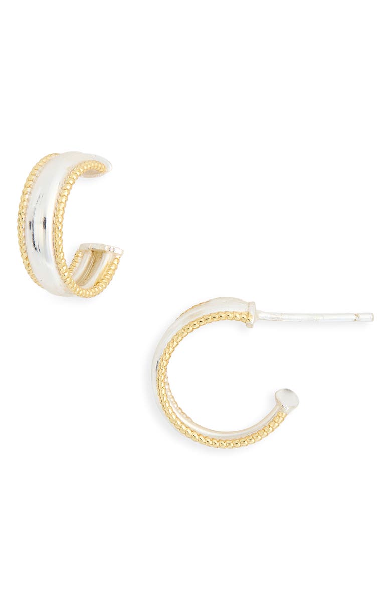ARGENTO VIVO Two-Tone Rope Border Hoop Earrings, Main, color, Gold/ Silver