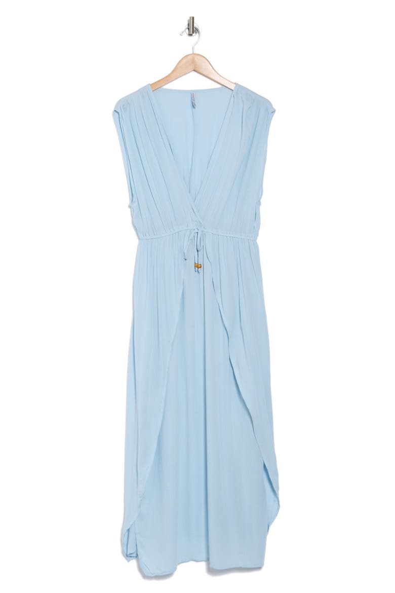 V-Neck Front Tie Cover-Up Maxi Dress, Alternate, color, BLUE