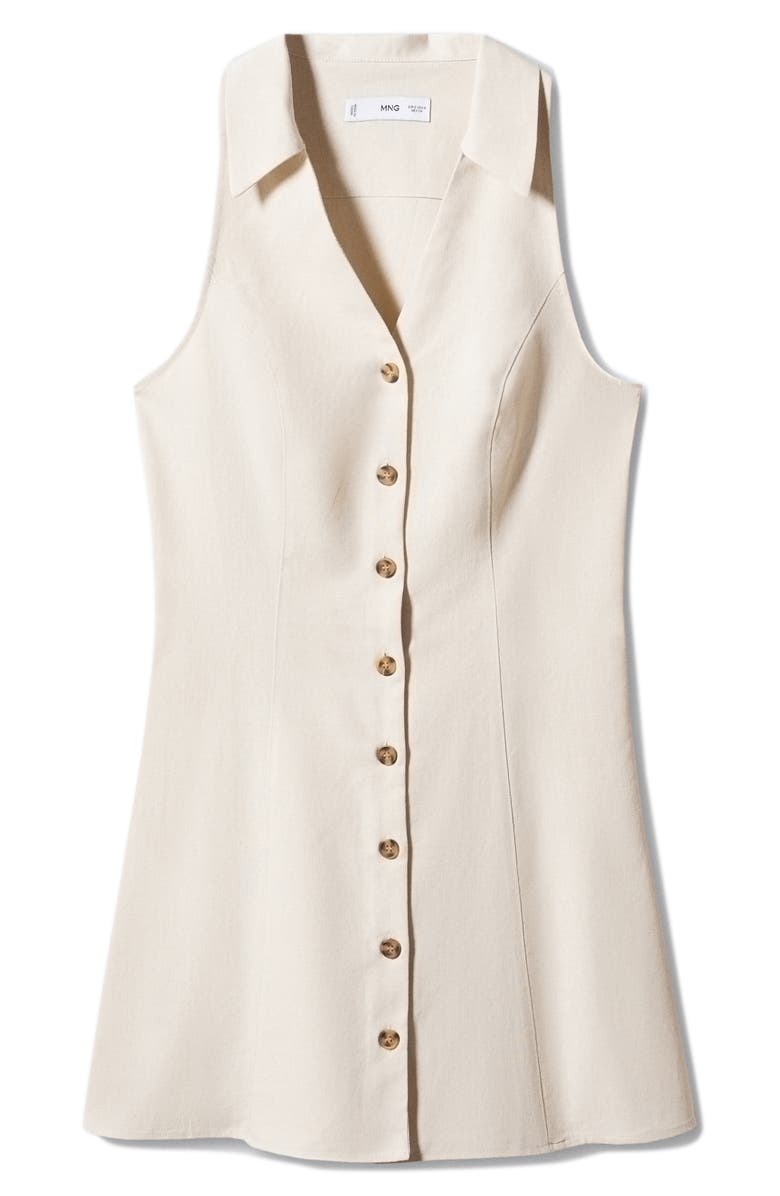 MANGO Sleeveless Mini Shirtdress, Alternate, color, Sand