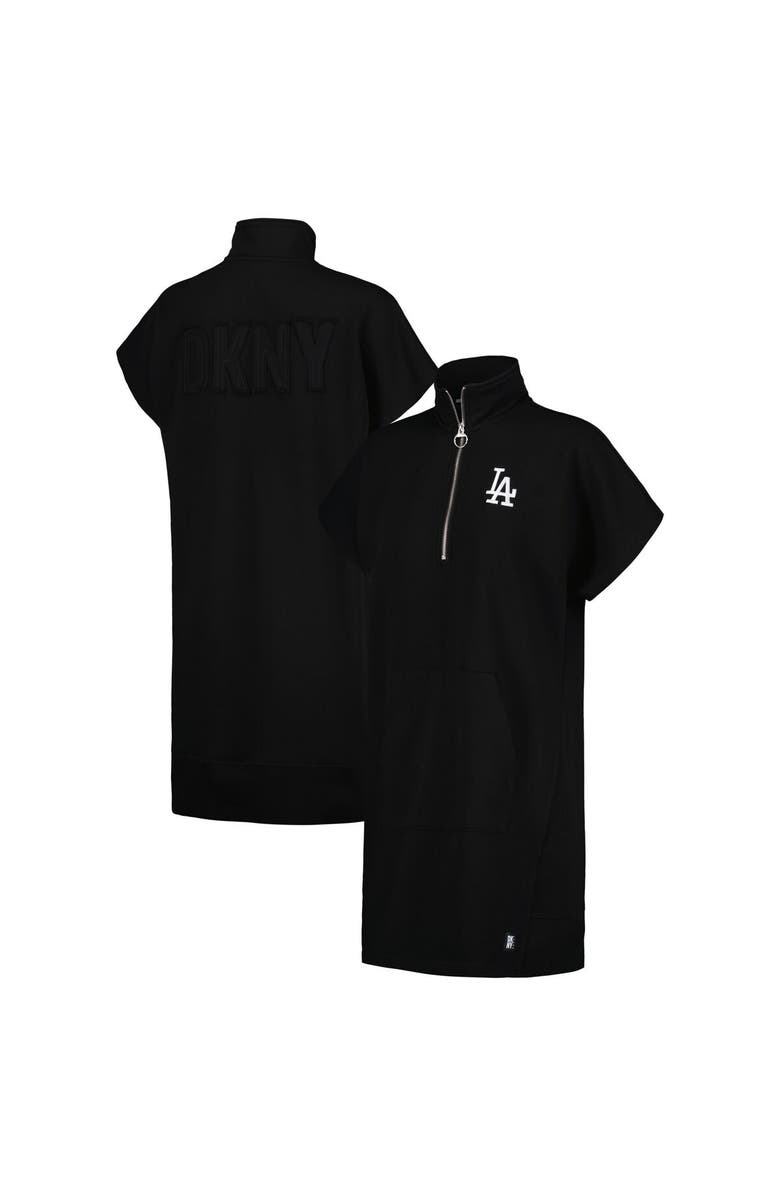 DKNY SPORT Women's DKNY Sport Black Los Angeles Dodgers Emily Quarter-Zip Sneaker Dress, Main, color, 