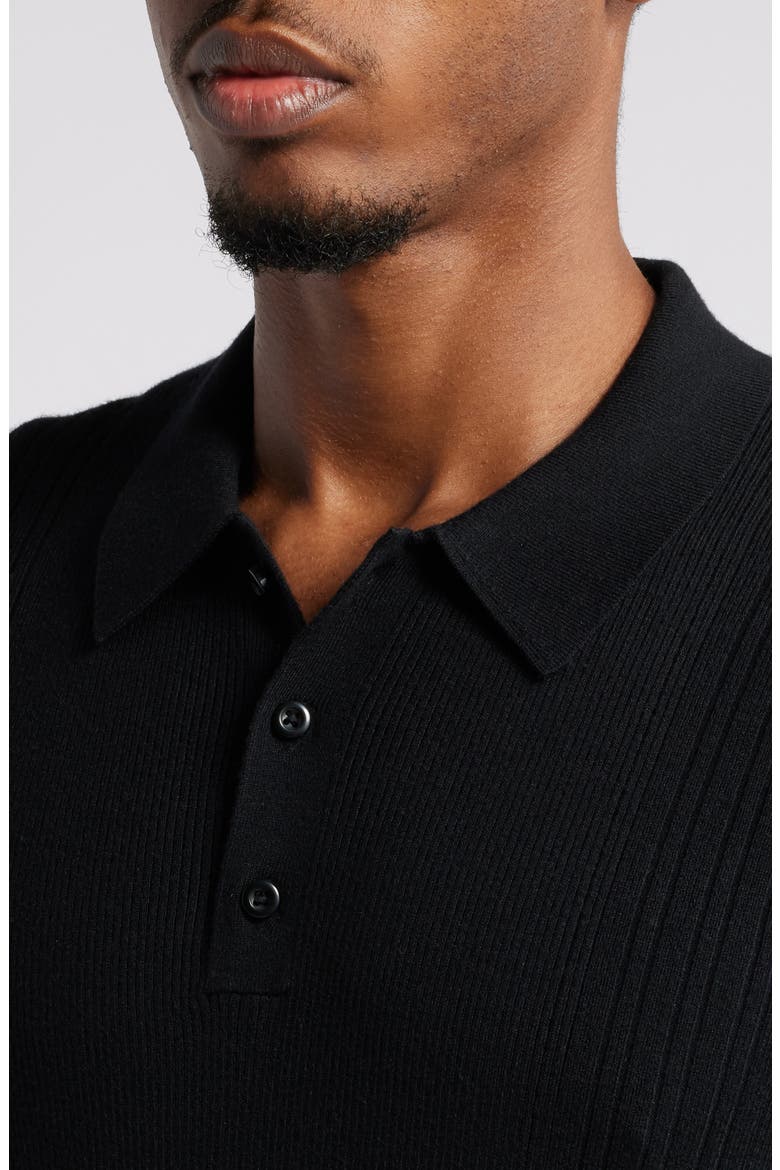 Rib Polo Sweater, Alternate, color, BLACK