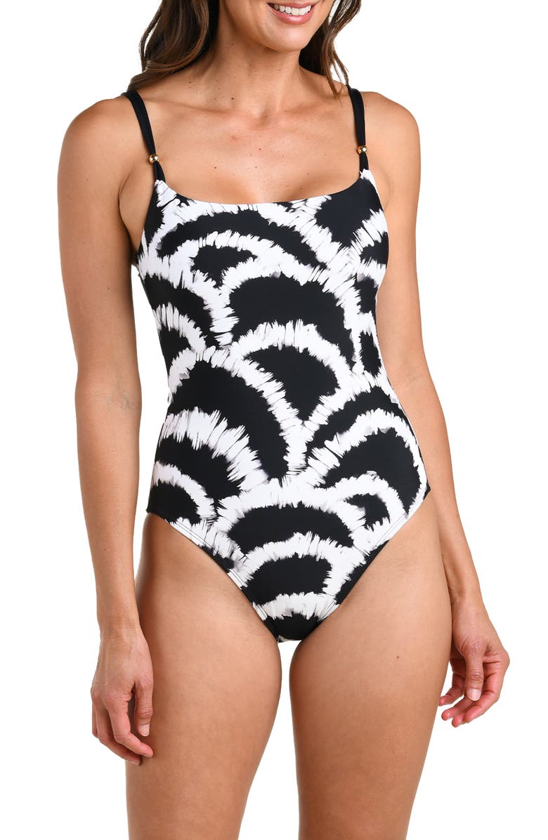 La Blanca Shadows Lingerie One-Piece Swimsuit, Main, color, Black