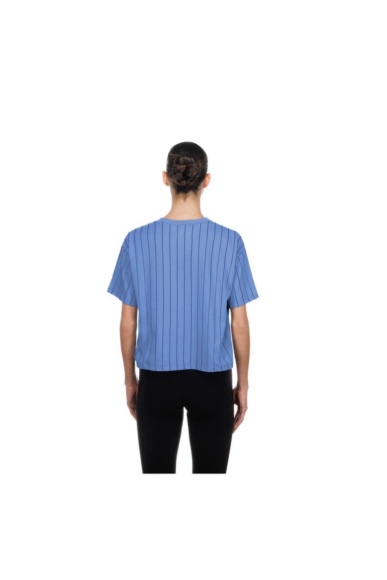 Women's New Era  Light Blue Colorado Rockies City Connect Throwback Meshback Pinstripe Boxy T-Shirt, Alternate, color, Light Blue