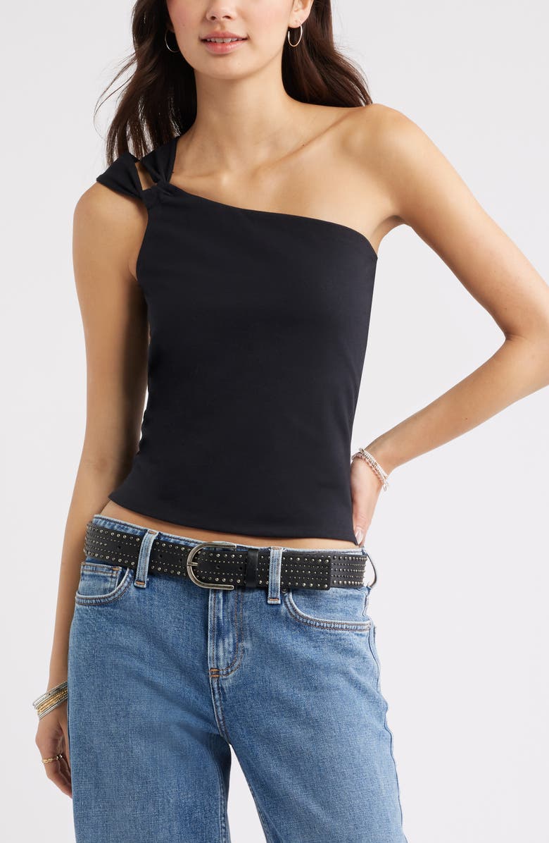 BP. Knit One-Shoulder Tank, Main, color, Black