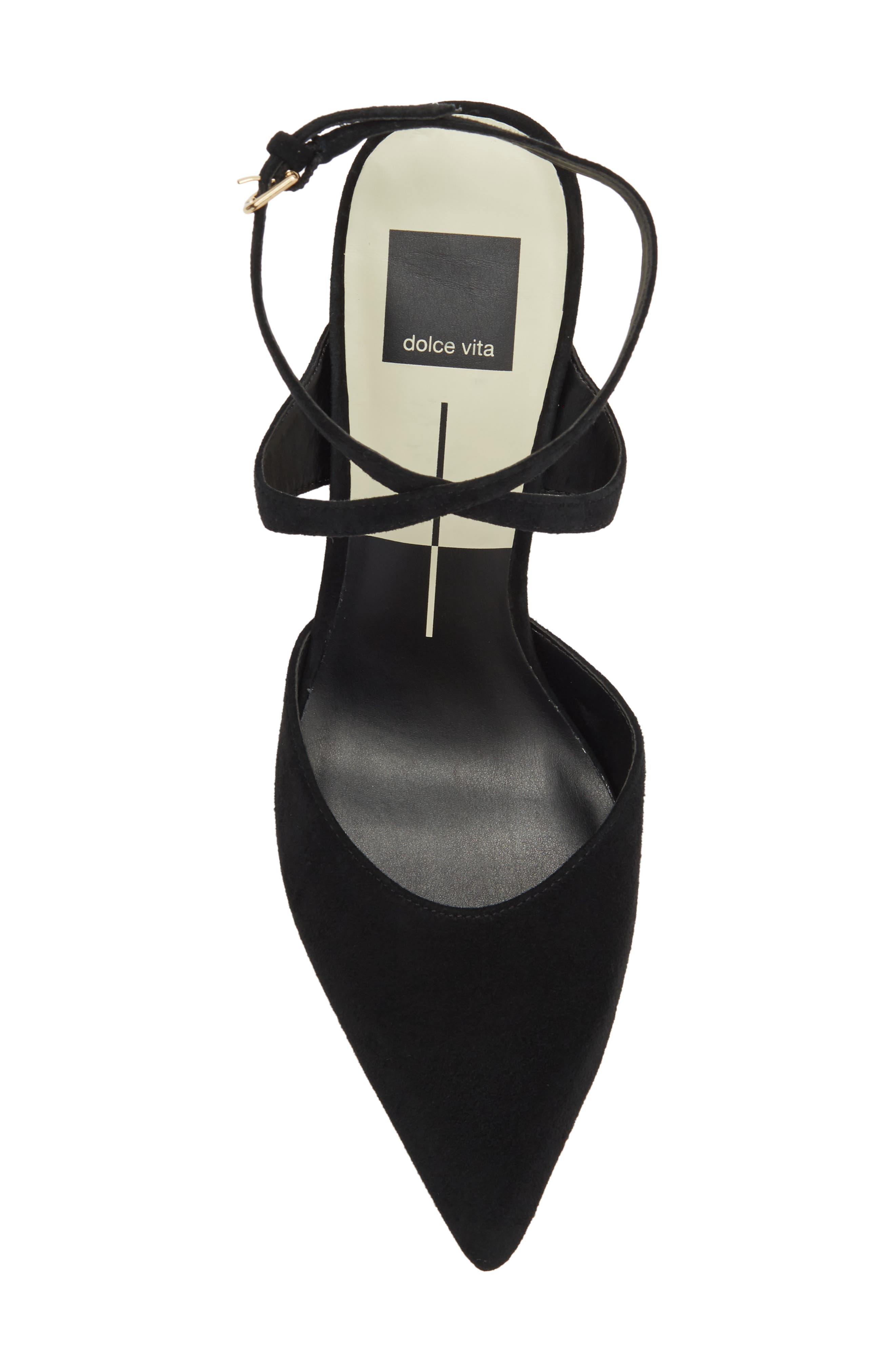 Eliora Pointed Toe Ankle Strap Pump, Alternate, color, ONYX SUEDE
